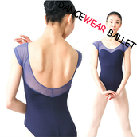 Short Sleeve Deep Open Back Mesh  Dancewear Ballet Leotard